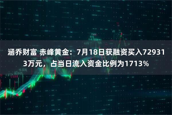 涵乔财富 赤峰黄金：7月18日获融资买入729313万元，占当日流入资金比例为1713%